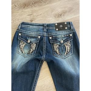 Miss Me Signature Skinny Fit Embellished Jeans Sequin Angel Wing Pockets